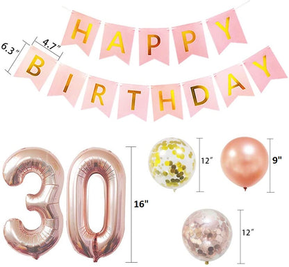30th Birthday Decorations Rose Gold