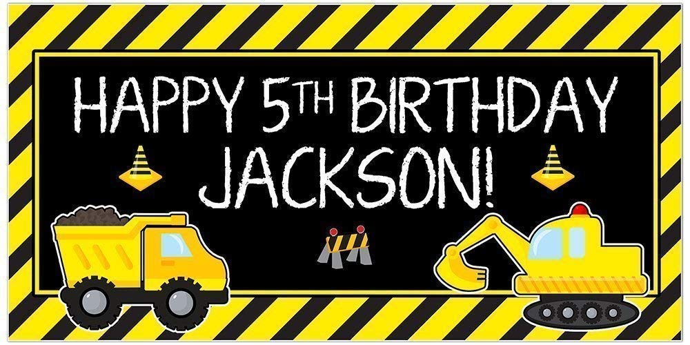 Personalized Construction Birthday Photo Party Backdrop