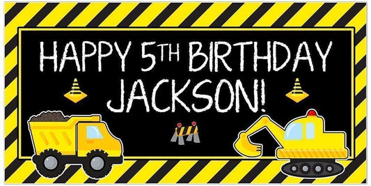Personalized Construction Birthday Photo Party Backdrop