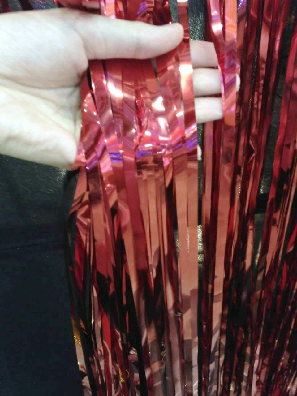 Red Black Gold Silver - 1 Each Metallic Tinsel Foil Fringe Curtains Party Decorations