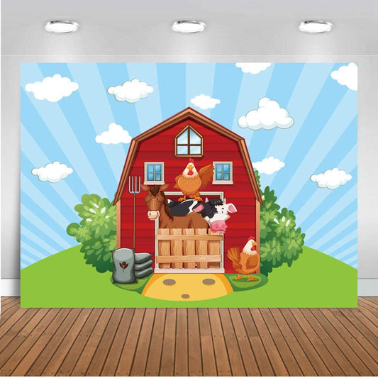 Farm Animals Theme Birthday Party Backdrop
