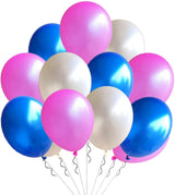 Metallic White, Blue And Pink Latex Balloon For Birthday Parties, Baby Shower