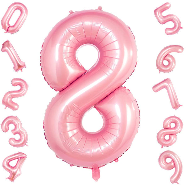 Pink Digit Foil Birthday Party Balloon Number 8