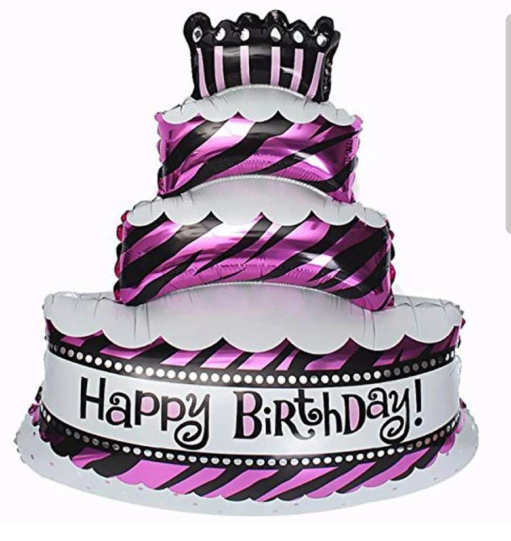 Happy Birthday Cake Shape Pink Foil Balloon -Perfect For Girls Birthday Parties