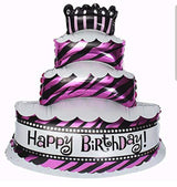 Happy Birthday Cake Shape Pink Foil Balloon -Perfect For Girls Birthday Parties