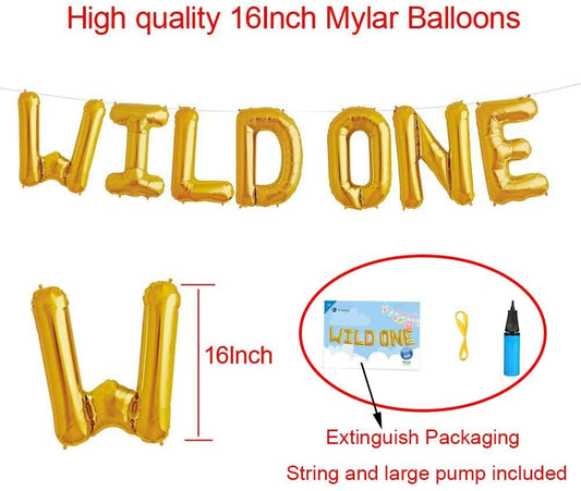 Wild One Letter Foil Balloon & Balloon Pump -First Birthday Decoration