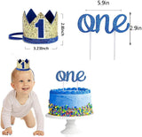 1St Birthday Decoration For Boy - Crown, Burlap Banner High Chair Decoration And Cake Topper