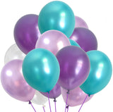 Metallic Dark Purple,Purple ,Green And White  Latex Balloon For Party (Pack Of 60)