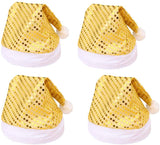 4 Pieces Christmas Santa Hats Christmas Gold Sequin Hat Christmas Party For Women Men Adults