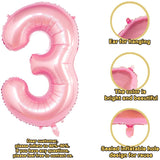 Pink Digit Foil Birthday Party Balloon Number 3