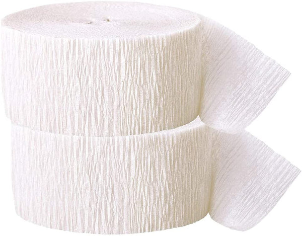 White Crepe Paper Crepe Paper Streamer (6 Piece) - Party Supplies For Parties, Baby Shower, Bridal Shower