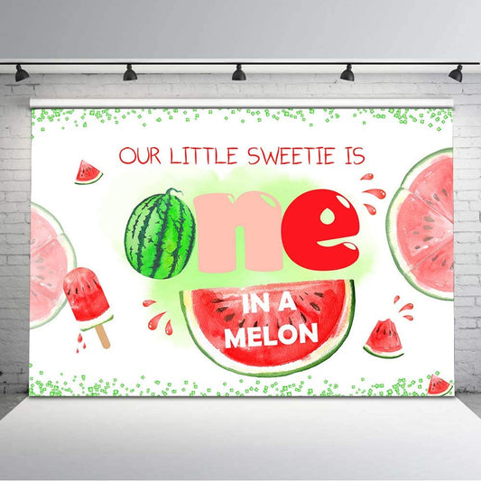 One In A Melon Theme Birthday Party Backdrop 