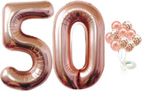 50th Balloon Number Rose Gold and Confetti Balloons