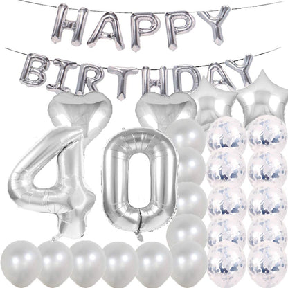 40th Birthday Silver  Decorations Party Supplies