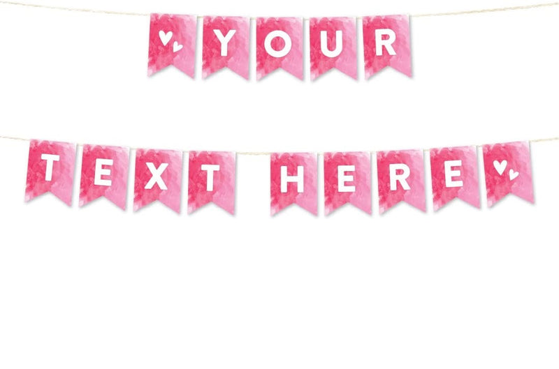 Pink Wedding  Hanging Pennant Party Banner With String