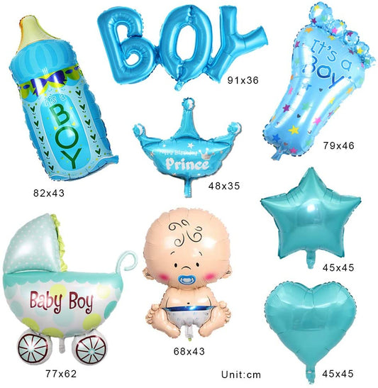 Baby Boy Welcome Foil Balloons Kit- Baby Shower Decorations (Pack Of 8)