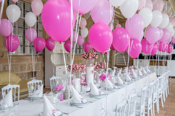 Metallic Latex Balloons  White, Light Pink And Hot Pink  Birthday, Anniversary ,Baby Shower Decoration