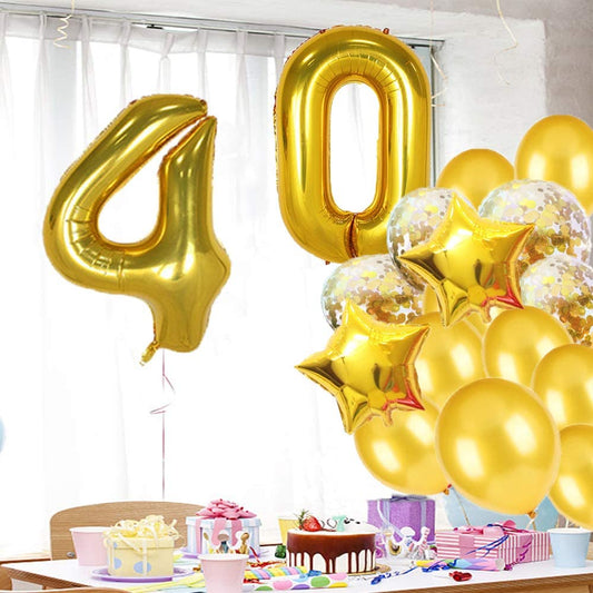 40th  Gold Birthday Decorations Party Supplies
