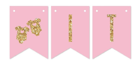 Its Twin  Baby Welcome Banner Bunting & Garland Photo Booth Props Decoration
