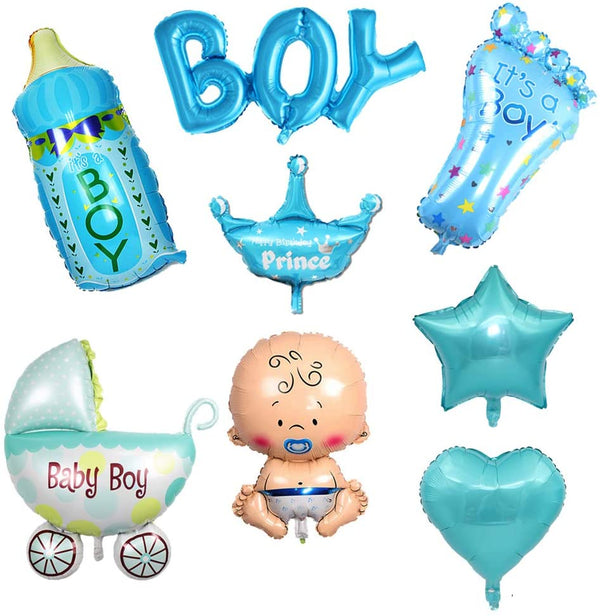 Baby Boy Welcome Foil Balloons Kit- Baby Shower Decorations (Pack Of 8)
