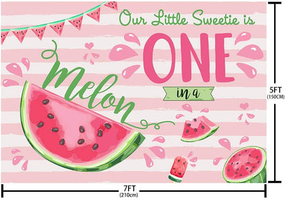 One In A Melon Theme Birthday Party Backdrop 