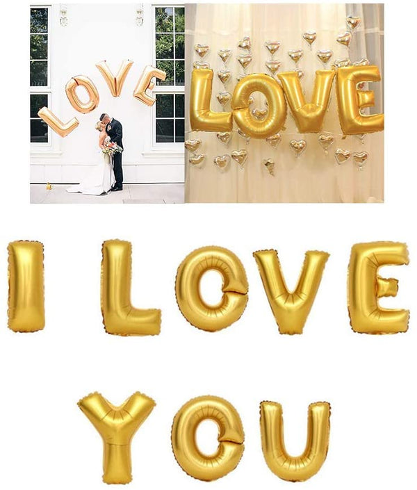 I Love You Foil Balloons Letters For Valentine'S Day, Wedding Proposal Decoration