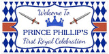 Personalize Royal Blue And Gold Prince Crown Birthday Party Backdrop Banner