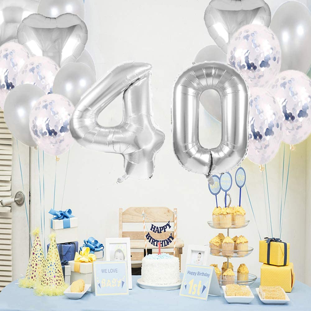 40th Birthday Silver  Decorations Party Supplies
