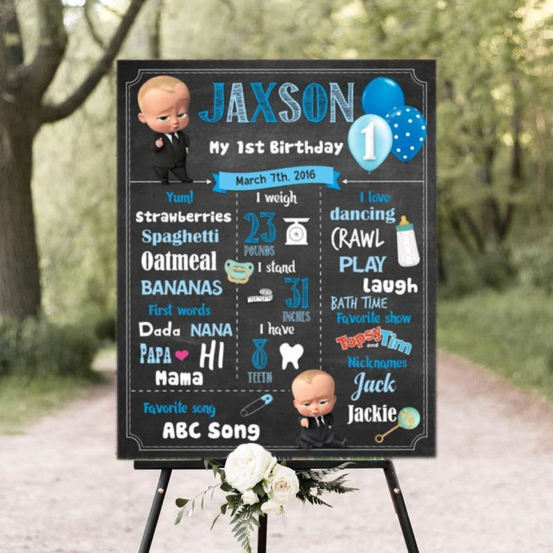 Boss Baby Theme Customized Chalkboard/Milestone Board for Kids Birthday Party