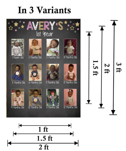 My First Year - Girl Monthly Milestone Photo Photo Milestone Month Board Birthday Decoration