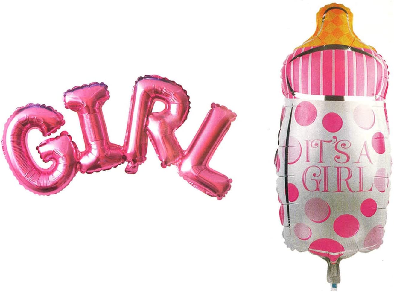 It'S A Girl Bottle Shape Foil Balloon And "Girl" Letter Foil Balloon Letter Helium Quality Foil Balloon For Baby Showers Party Supply Decorations