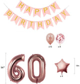 Rose Gold 60th Birthday Decorations Party Supplies