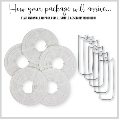 Dark Blue, Light Blue And White Paper Lanterns -12"Inch