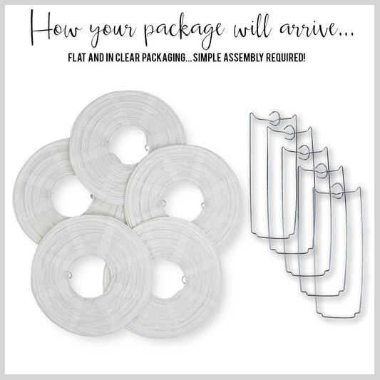 Dark Blue, Light Blue And White Paper Lanterns -12"Inch