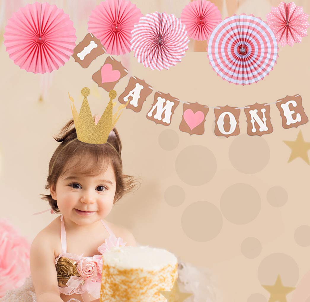 I Am One  First Birthday Girl Banner , Bunting & Garland Photo Booth Props Decoration