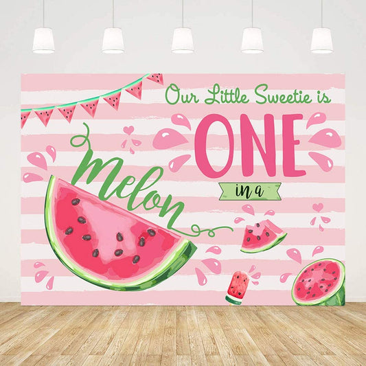 One In A Melon Theme Birthday Party Backdrop 