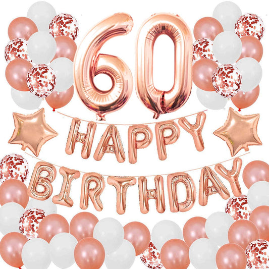 60th Birthday Decorations Rose Gold