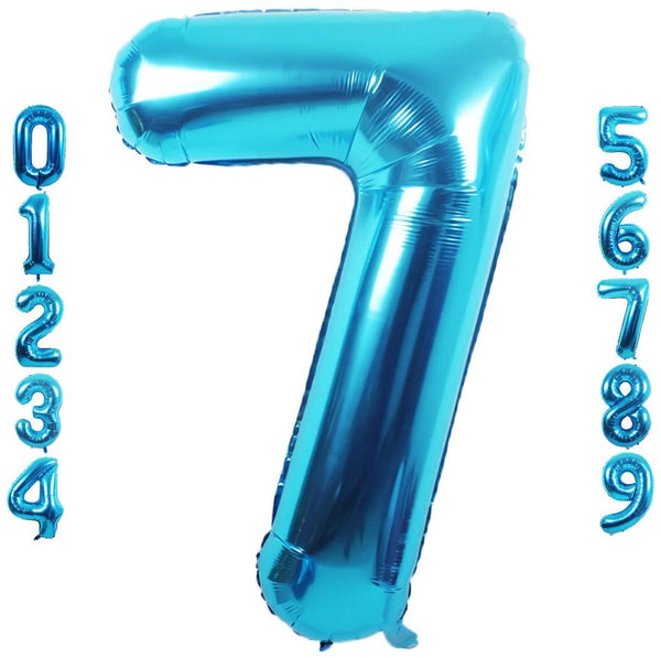Blue Digit Foil Birthday Party Balloon Number 7