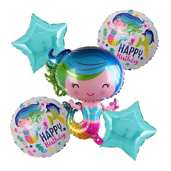 Mermaid Foil Balloons ( Set Of 5 )