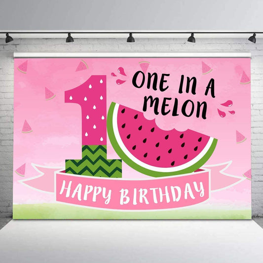 One In A Melon Theme Birthday Party Backdrop 