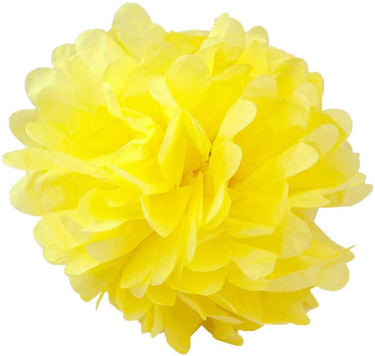Yellow Black And Creme Tissue Paper Pom Poms And Paper Lanterns -Birthday Party Decorations