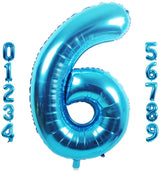Blue Digit Foil Birthday Party Balloon Number 6