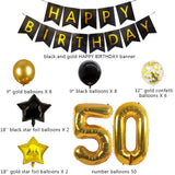 50Th Gold and Black Birthday Party Decorations Kit