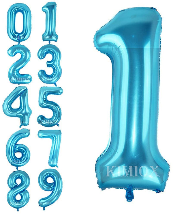 Blue Digit Foil Birthday Party Balloon Number 1