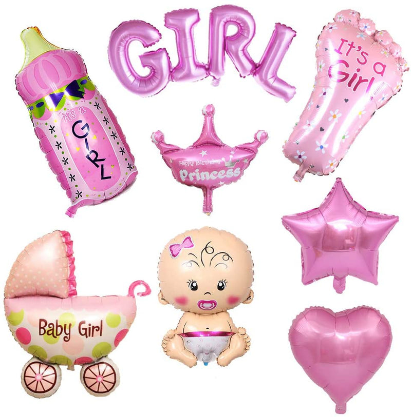 Baby Girl Welcome Decoration Foil Balloons Kit"- Foil Balloons(Pack Of 8)
