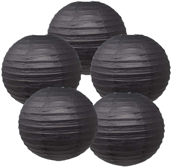 Black Paper Lanterns -12"Inch Great For Birthday Parties, Weddings Or Any Other Event.