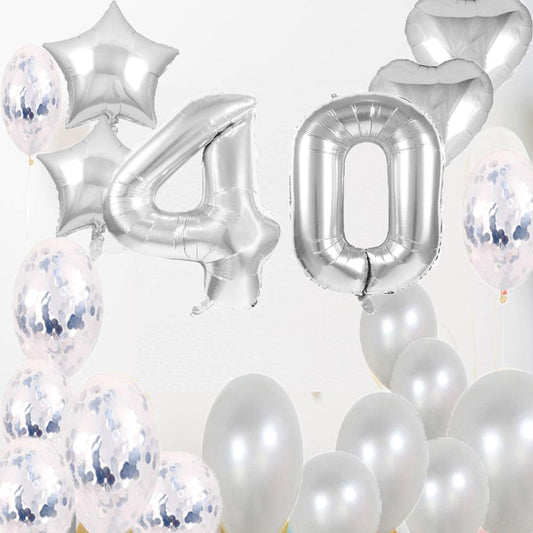 40th Birthday Silver  Decorations Party Supplies