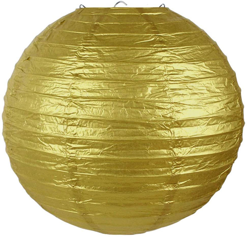 Golden Paper Lanterns -12"Inch Great For Birthday Parties, Weddings Or Baby Shower Etc