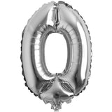 Silver Digit Foil Birthday Party Balloon Number 0
