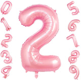 Pink Digit Foil Birthday Party Balloon Number 2